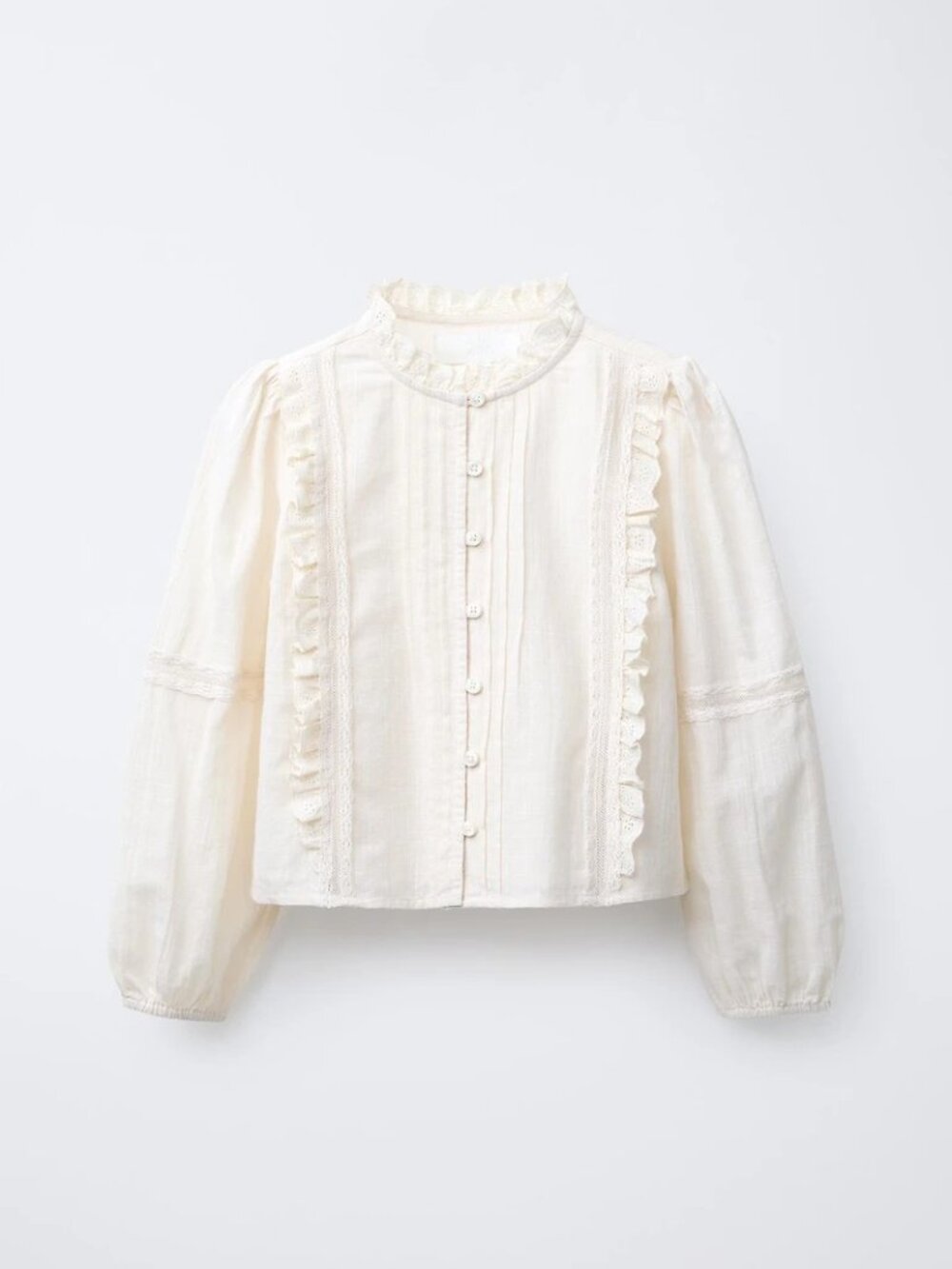 NWT Zara Girl's Romantic Lace Trim Blouse 13-14 164cm
